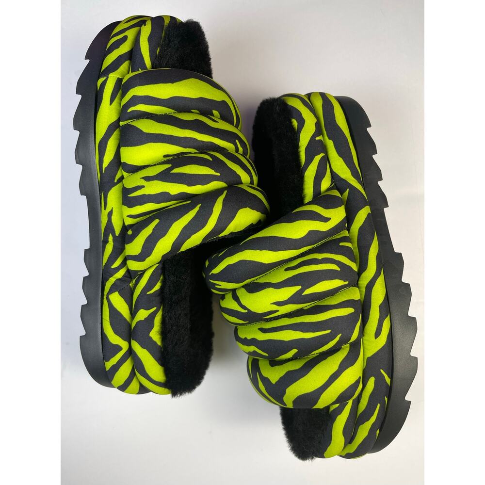 UGG women’s maxi slide tiger size 9 sheepskin sandals black green - Picture 4 of 11